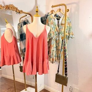 Old Navy Coral V-Neck Ruffle Hem Camisole